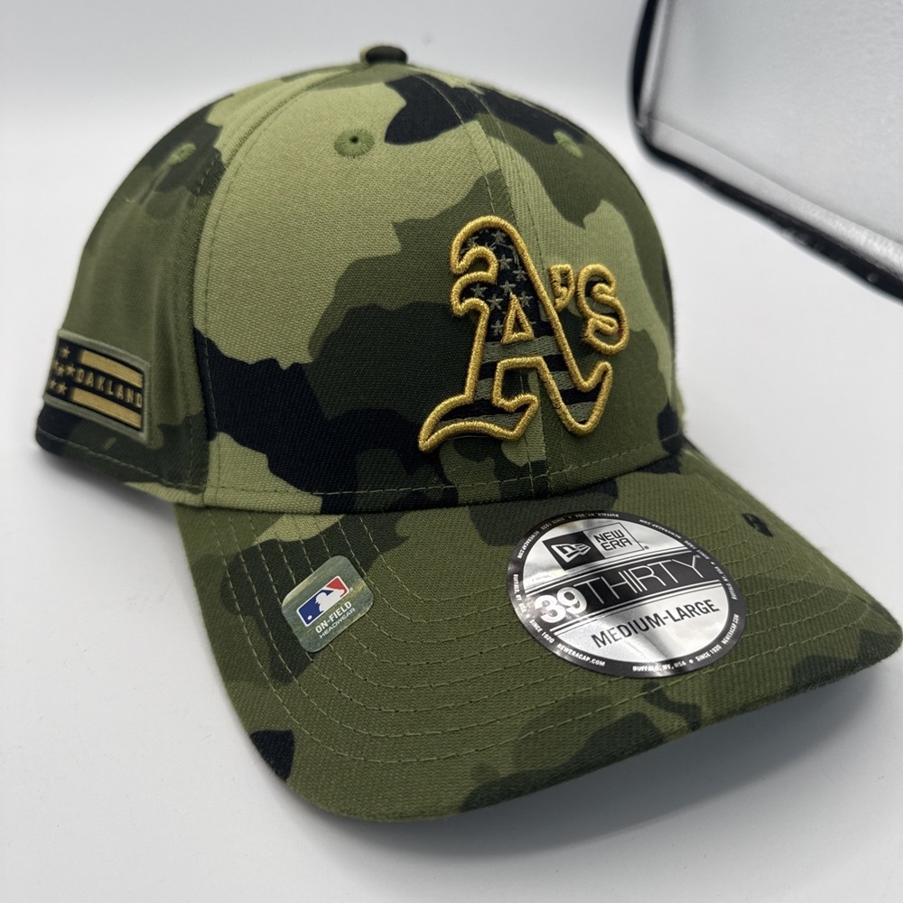 Authentic New Era Oakland Athletics Camo Armed Forces 39THIRTY Flex Cap Hat M/L